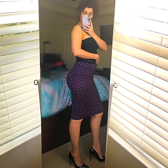 H&M polka dot midi pencil skirt size M - Picture 4 of 7